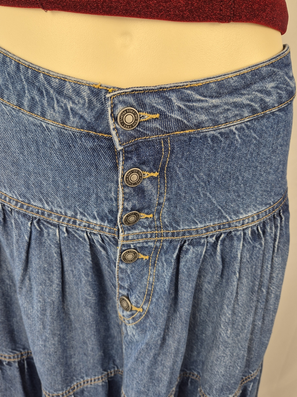 We The Free Denim Tiered Maxi Skirt - Blue - Picture 3 of 7